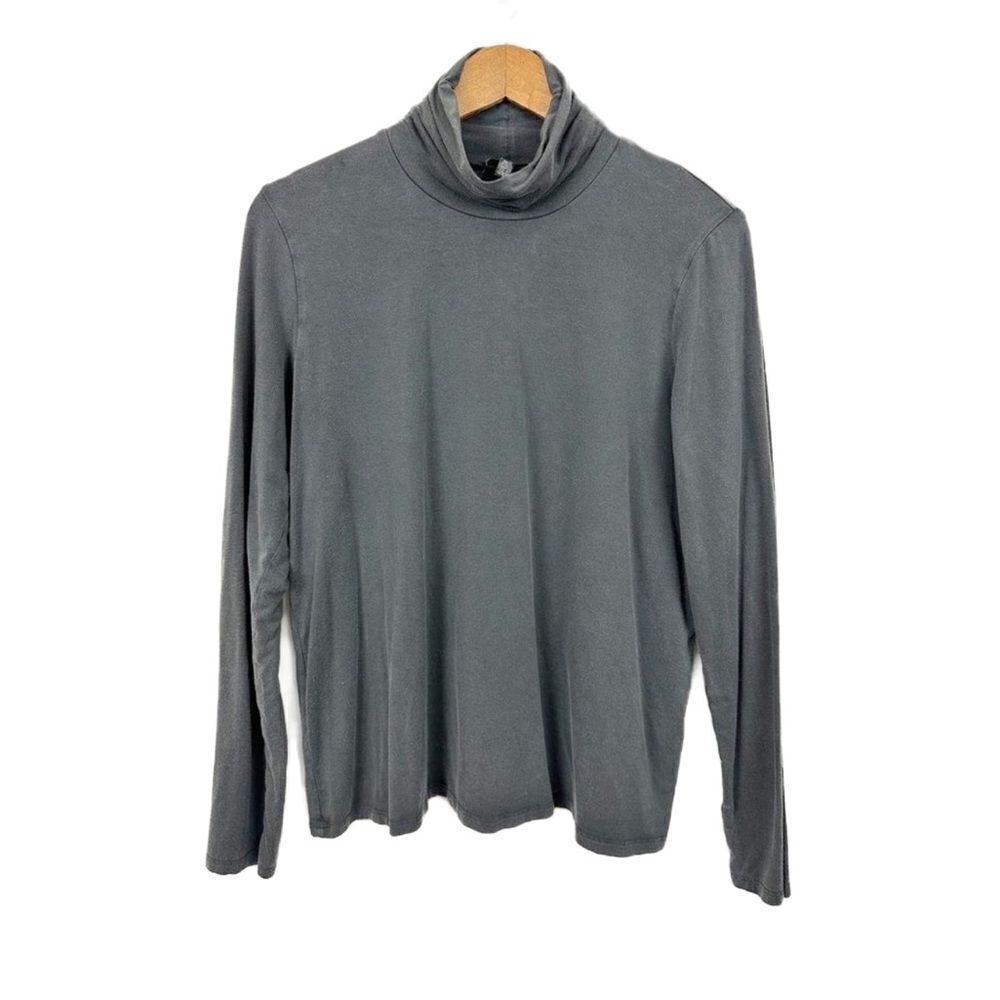Eileen Fisher Long Sleeve Turtleneck Tencel Top Gray Size Large